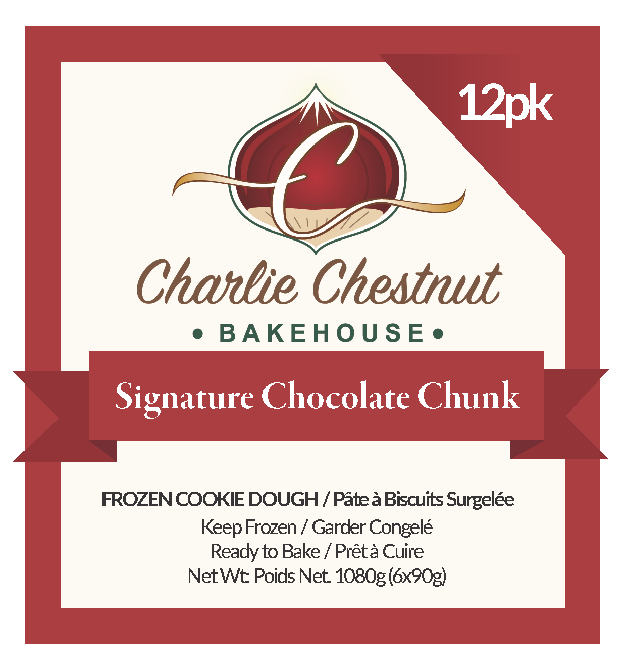 Charlie Chestnut Dark Chocolate Chunk Cookie Pucks (Wholesale)
